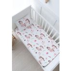Tuğba Kuğu Anne Yanı Beşik Lastikli Çarşaf Seti - For Baby Serisi - Pembe Tütülü Balerin Ve Unicorn, Ekru, 55 X 95