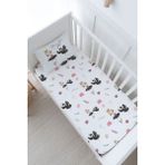 Tuğba Kuğu Anne Yanı Beşik Lastikli Çarşaf Seti - For Baby Serisi - Siyah Tütülü Balerin ve Kuğu - 55 x 95 cm - Ekru
