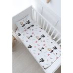 Tuğba Kuğu Anne Yanı Beşik Lastikli Çarşaf Seti - For Baby Serisi - Siyah Tütülü Balerin Ve Kuğu, Ekru, 55 X 95