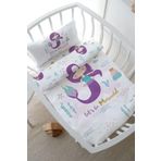 Tuğba Kuğu Anne Yanı Beşik Nevresim Takımı (60X100) - For Baby Serisi - Mor Deniz Kızı, Ekru, 60 X 100