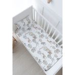 Tuğba Kuğu Bebek Boy Lastikli Çarşaf Seti - Pureline Series - Dreamland Safari - Ekru - 80 x 140 cm