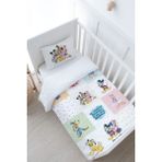 Tuğba Kuğu Bebek Boy Nevresim Takımı (100X150) - Cartoon Serisi - Mickey ve Arkadaşları Patchwork - 100 x 150 cm - Beyaz - Ekru