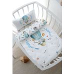 Tuğba Kuğu For Baby Serisi Mavi Balonda Fil 60x100 cm Anne Yanı Beşik Nevresim Takımı