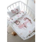 Tuğba Kuğu For Baby Serisi Pembe Tütülü Balerin ve Unicorn 60x100 cm Anne Yanı Beşik Nevresim Takımı