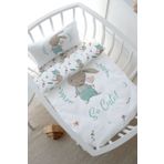 Tuğba Kuğu For Baby Serisi Salopetli Tavşan 60x100 cm Anne Yanı Beşik Nevresim Takımı