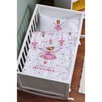 Tuğba Kuğu For Baby Serisi Topuzlu Pembe Peri 60x100 cm Anne Yanı Beşik Nevresim Takımı