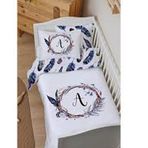 Tuğba Kuğu Harf Serisi Lacivert Çiçekli A Harfi 100x150 cm Organik Bebek Nevresim Takımı