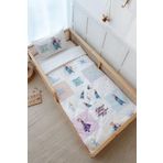 Tuğba Kuğu Montessori Nevresim Takımı (100X200) - Cartoon Serisi - Elsa Patchwork, Ekru, 100 X 200