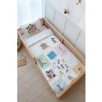 Tuğba Kuğu Montessori Nevresim Takımı (100X200) - Cartoon Serisi - Minik Fare Ve Tüm Dostları Patchwork, Ekru, 100 X 200