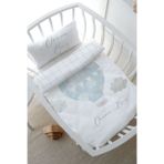 Tuğba Kuğu Pure Baby Serisi Bulutlu Mavi Hava Balonu 60x100 cm Anne Yanı Beşik Nevresim Takımı