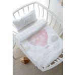 Tuğba Kuğu Pure Baby Serisi Bulutlu Pembe Hava Balonu 60x100 cm Anne Yanı Beşik Nevresim Takımı