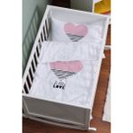 Tuğba Kuğu Pure Baby Serisi Pembe Çizgili Kalp 60x100 cm Anne Yanı Beşik Nevresim Takımı