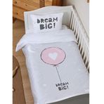 Tuğba Kuğu Pure Baby Serisi Pembe Kalpli Balon 100x150 cm Organik Bebek Nevresim Takımı