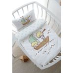 Tuğba Kuğu Pure Baby Serisi Sevimli Kaptan ve Miço 60x100 cm Anne Yanı Beşik Nevresim Takımı