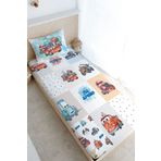 Tuğba Kuğu Tek Kişilik Lastikli Çarşaf Seti - Cartoon Serisi - Şimşek Mcquenn Patchwork
