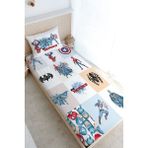 Tuğba Kuğu Tek Kişilik Lastikli Çarşaf Seti - Cartoon Serisi - Super Heroes Patchwork - 90 x 190 cm - Renkli