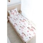 Tuğba Kuğu Tek Kişilik Lastikli Çarşaf Seti - For Baby Serisi - Pembe Tütülü Balerin ve Unicorn - 90 x 190 cm - Renkli