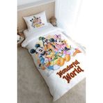 Tuğba Kuğu Tek Kişilik Nevresim Takımı (160X220) - Cartoon Serisi - Mickey ve Arkadaşları - 160 x 220 cm - Beyaz - Ekru