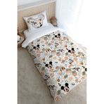 Tuğba Kuğu Tek Kişilik Nevresim Takımı (160X220) - Cartoon Serisi - Mickey ve Arkadaşları Pattern - 160 x 220 cm - Beyaz - Ekru