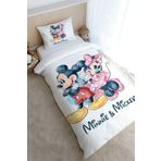 Tuğba Kuğu Tek Kişilik Nevresim Takımı (160X220) - Cartoon Serisi - Şirin Elbiseli Mini Fare & Mickey, Ekru, 160 X 220