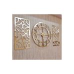 TUĞBArt 3lü Duvar Saati Ve Dekor Türk Rakamlı Time Collection Aynalı Pleksi Saat 40x40 Cm Dekor 19x42cm Gold