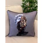 Tuğçe Demir Home Desıgn Kadife Gri Gold Helen Desen Dekoratif Kırlent Kılıfı 43X43