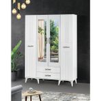 Tuğçe Membran 4 Kapılı Gardrop Elbise Dolabı 145 x 47 x 200 cm - Beyaz