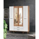 Tuğçe Membran 4 Kapılı Gardrop Elbise Dolabı 145 x 47 x 200 cm - Ceviz