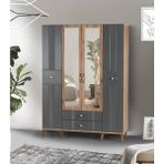 Tuğçe Membran 4 Kapılı Gardrop Elbise Dolabı 145 x 47 x 200 cm - Gri
