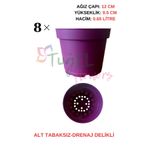 Tuğel Flowers 8 Adet (MOR)Plastik Saksı 12 Cm.lik (ALT TABAKSIZ)