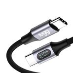 TUGG 100W Type-C Şarj ve Veri Kablosu | Hızlı Şarj & Veri Aktarımı | LED Gösterge Paneli, Esnek Silikon Kaplama, Alman Teknolojisi – 1 Metre, Siyah 104631
