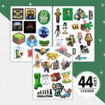 Tugibu Minecraft Sticker Seti, Gamer Sticker Seti, 44 Adet Minecraft Etiket - 5 x 5 cm - Renkli