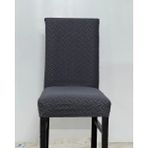 Tuğla Desen Likrali Jakarlı Kümaş Sandalye Örtüsü, Lastikli, Esnekli Sandalye Kılıfı 6 Adet - 45 x 55 cm - Antrasit