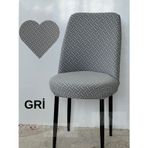 Tuğla Desen Oval Sandalye Kılıfı, Sandalye Örtüsü 6 Adet Gri Gri