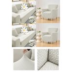 Tuğla Desen Streç Lastikli Koltuk Örtüsü Takımı 3 3 1 1 Esnek Kanepe çekyat kılıfı krem 180 x 230