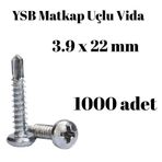 Tuğra Hırdavat Matkap Uçlu Akıllı Vida YSB 3,9x22 1000'li Kutu Yıldız Silindir Başlı