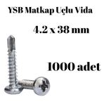 Tuğra Hırdavat Matkap Uçlu Akıllı Vida YSB 4,2x38 1000'li Kutu Yıldız Silindir Başlı