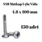 Tuğra Hırdavat Matkap Uçlu Akıllı Vida YSB 4,8x100 150'li Kutu Yıldız Silindir Başlı