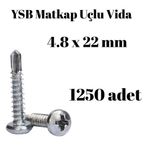 Tuğra Hırdavat Matkap Uçlu Akıllı Vida YSB 4,8x22 1250'li Kutu Yıldız Silindir Başlı