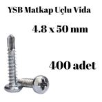 Tuğra Hırdavat Matkap Uçlu Akıllı Vida YSB 4,8x50 400'lü Kutu Yıldız Silindir Başlı