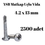 Tuğra Hırdavat Yıldız Silindir Başlı 4.2x13 YSB Matkap Uçlu Akıllı Vida 2500 Adet