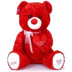 Tuğra Ticaret Kalpli Kırmızı Yumoş Ayı 47 cm Peluş Oyuncak