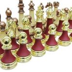 Tuğra Ticaret Satranç Taşı Zamak Polyester Krem Bordo Dekoratif Hediyelik Eşya