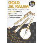 Tuğset Etiket Uni-Ball Um-100 Signo Fine Roller Kalem GOLD 3 Adet 0.8 mm Davetiye Kalemi /Gold Yazan Davetiye Anı Defteri Kalemi / İm