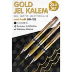 Tuğset Etiket Uni-Ball Um-153 Signo Broad Roller Kalem GOLD 3 Adet 1.0 mm Davetiye Kalemi /Gold Yazan Davetiye Anı Defteri Kalemi / İ