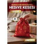 Tuğset Etiket Yılbaşı Altın Varak Baskılı Hediye Kesesi Hediye Torbası 2 adet 13x18 cm Yılbaşı Süsü-T1526