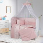 Tugu Home Baby EBRAR %100 PAMUK 9 PARÇA 60x120 cm BEŞİK UYKU SETİ,BEBEK UYKU TAKIMI,ANNE YANI KIZ PEMBE SET - 60 x 120 cm