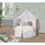 Tugu Home Baby HİLAL PAMUKLU 9 PARÇA 70x130 cm BEŞİK UYKU SETİ,BEBEK UYKU TAKIMI,ANNE SET GRİ BEYAZ - 70 x 130 cm - Gri