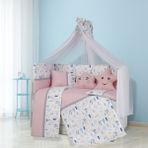Tugu Home Baby SAFARİ %100 PAMUK 11 PARÇA 60x120 cm BEŞİK UYKU SET,BEBEK UYKU TAKIMI,ANNE YANI KIZ BEBEK PEMBE SET - 60 x 120 cm