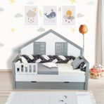 Tugu Home&baby Kadife ,pamuklu 6 Parça 90X190 cm Montessori Yatak,tek Kişilik Montessori Uyku Seti - 90 x 190 cm - Gri - Beyaz